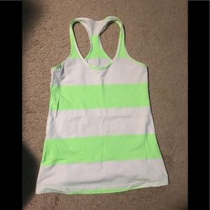 Lululemon Cool racerback tank/ white/ neon green